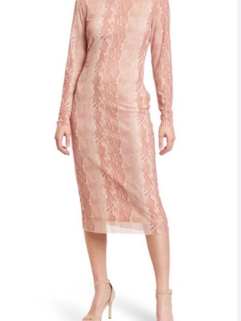 AFRM Lace Midi Dress in Blush Pink